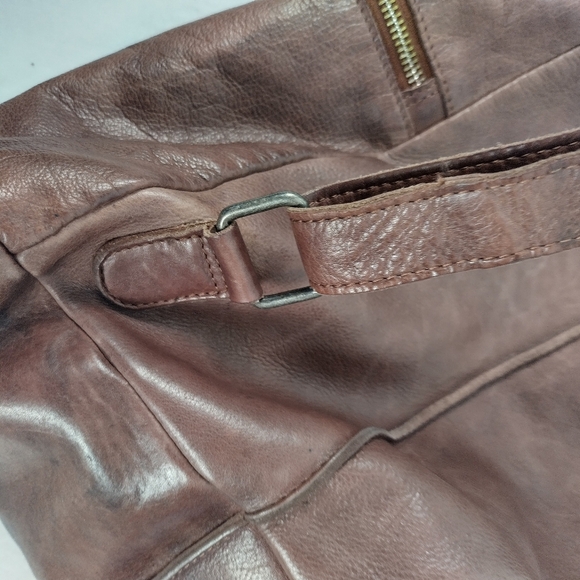 Vilenca Holland Dome Top Soft Genuine Leather Lined Backpack Brown Satchel Bag - Picture 15 of 16